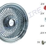 standard wire weels copy 14X7 STANDARD CHROME 100 SPOKE LOWRIDER WIRE WHEELS + Whitewall Tires