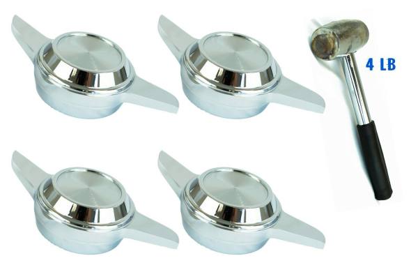 1 2 Bar Cut Chrome Knock-Off Spinners & Lead Hammer for Lowrider Wire Wheel