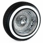 14 inch Wire Wheels Reverse Chrome + 175/70R14 - 1.6 Inch Shaved Whitewall - Set of 4