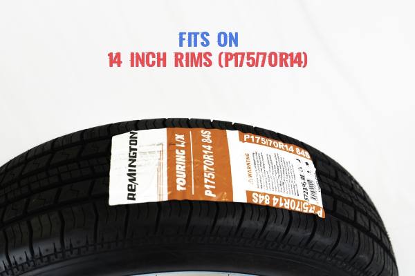 fits-on 14X7 REVERSE CHROME 100 SPOKE + Whitewall Tires - Single Wheel