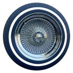 155R15-1 15X7 Standard Wire Wheels 100 Spoke + 155R15 Whitewall Tires - Set of 4