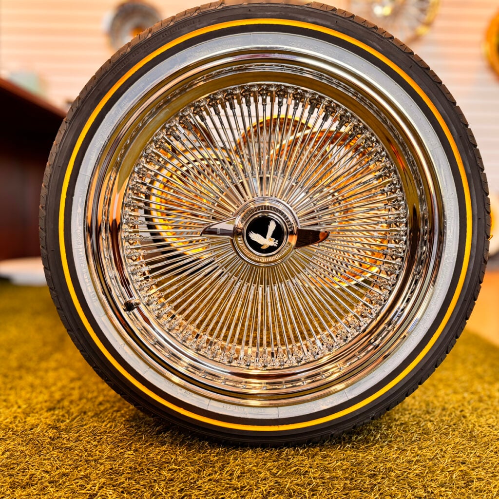 18×8″ Standard Chrome Wire Wheels – 100 Spoke with Original Vogue Tires ...