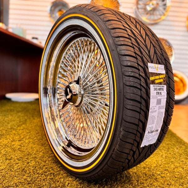 18x8" Standard Chrome Wire Wheels – 100 Spoke with Original Vogue Tires 245/40R18 – Mounted & Balanced – Set of 4