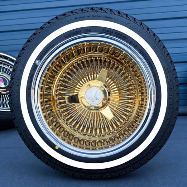 13×7 Reverse Gold Center 100-Spoke Wheels & Tires (24k)
