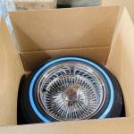 13x7" Wire Wheels – Reverse 100 Spoke with Whitewall Tires (155/80R13) | Complete Package