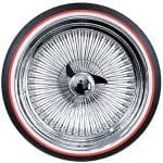 17x8-100-spoke-vogue-tire-red-stripe-2 24X10 Standard Chrome 204 Spoke Wire Wheels + Vogue Tires (305/35R24) Red Stripe - Set of 4