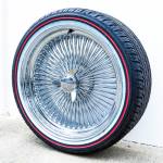 18x8-150-spokes-vogue-red-stripe 18x8 Chrome 150 Spoke Wire Wheels + 245/40R18 Vogue Red Stripe Tires | Set of 4