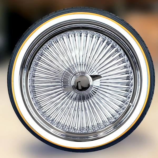 22x8" Chrome Wire Wheels – 150 Spoke with Vogue Tires 265/35R22 – Mounted & Balanced – Set of 4