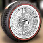 17X8" FWD Wire Wheels 100 Spoke Chrome  + Vogue 235/55R17, red stripe - Set of 4