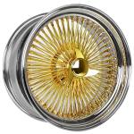20x8-150-spoke-wire-wheel 20X8" Gold Center 150 Spoke Wire Wheels Standard, Chrome Lip (set of 4)
