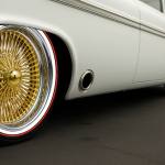 20x8-chrome-150-spoke-yellow-stripe-vogue-tires-vehicle-white-red-stripe-vogue-tires 20x8” Gold Center 150-Spoke Standard Wire Wheels + Vogue Red Stripe Tires – Set of 4