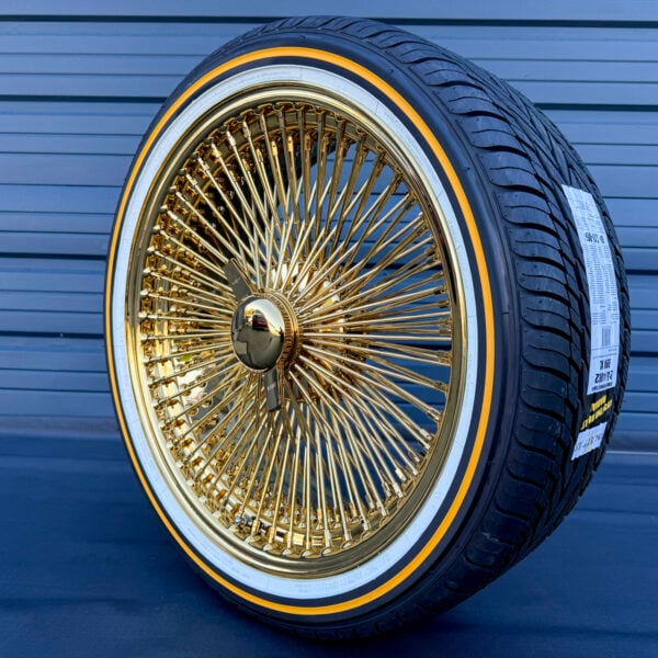 20x8 FWD wire wheel all gold triple plated gold with vogue tres