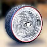 24x10-2004-spoke-wire-wheels-vogue-red 24X10 Standard Chrome 204 Spoke Wire Wheels + Vogue Tires (305/35R24) Red Stripe - Set of 4