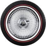 17X8" FWD Wire Wheels 100 Spoke Chrome  + Vogue 235/55R17, red stripe - Set of 4
