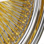 gold-spoke-and-nipple 15x7 Standard 100 Spoke Gold Center With Chrome Lip Wire Wheels - Set of 4