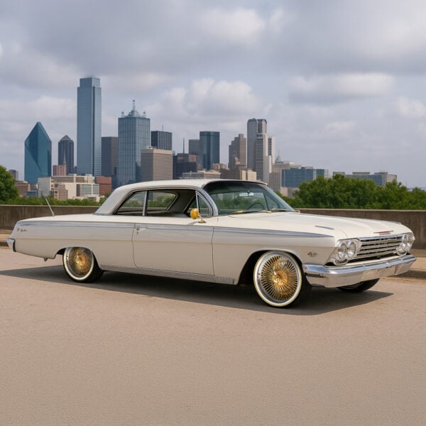 20x8" Gold Center 150-Spoke Standard Wire Wheels + Vogue Tires (245/40R20) – Set of 4