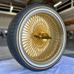 Gold Center 20x8” FWD Wire Wheels – 150 Spoke Triple Plated + Vogue Tires 245/40R20 – Set of 4