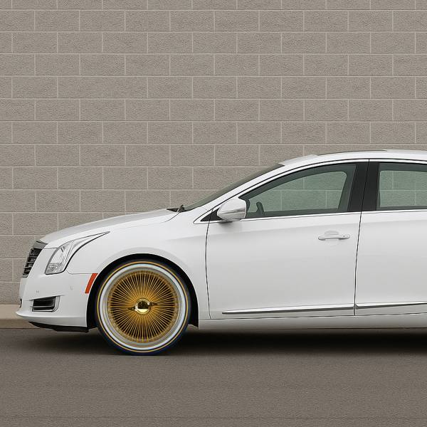 Gold Center 20x8” FWD Wire Wheels – 150 Spoke Triple Plated + Vogue Tires 245/40R20 – Set of 4