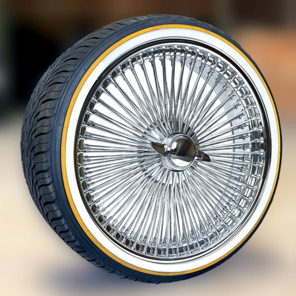 22x8” FWD Chrome Wire Wheels – 150 Spoke + Vogue Tires 265/35R22 | Complete Set