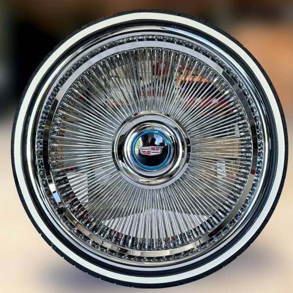 22-inch-wire-wheels-direct-bolt-with-whitewall-255-30-22-tires-front 22" Wire Wheels 22x9 Direct Bolt + 255/30R22 True Whitewall Tires - Set of 4