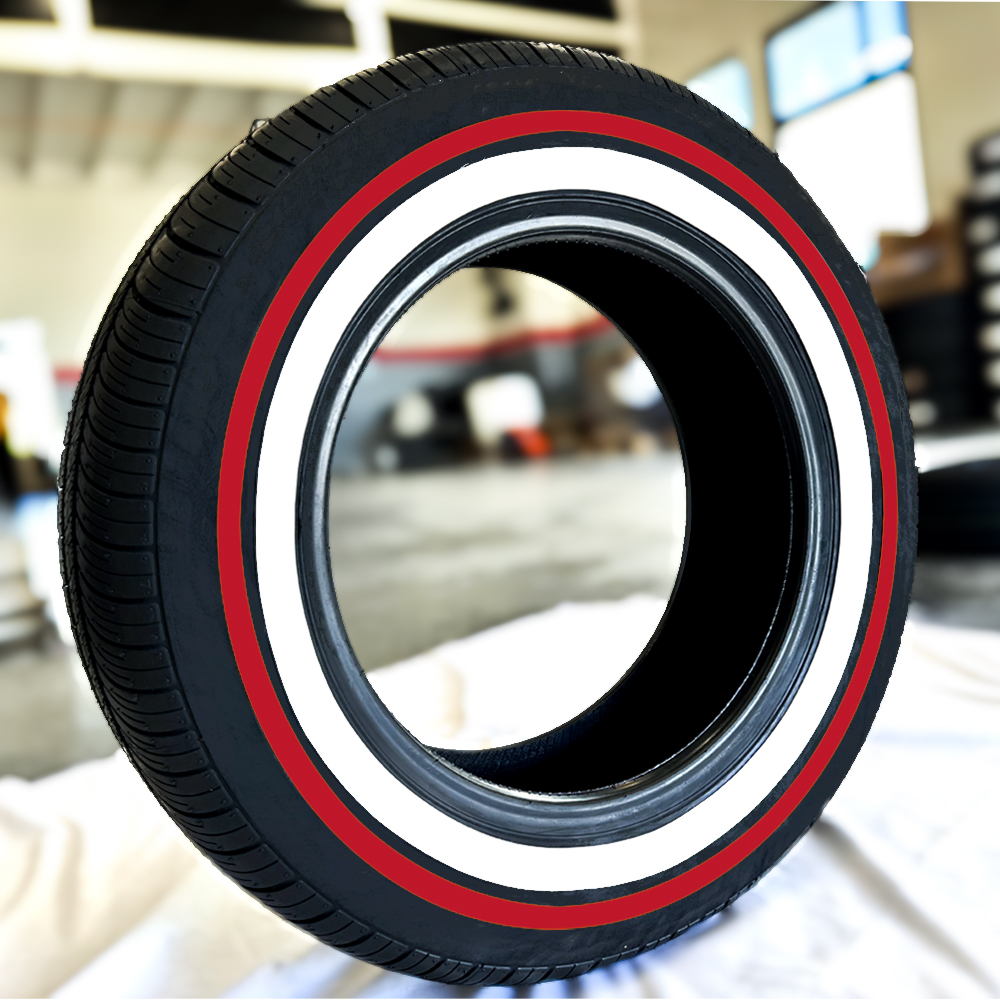 195-65R15-whitewall-red-stripe 195/65R15 Whitewall and Red Stripe Tires True whitewall Tires - Single