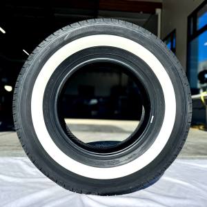 14X7 REVERSE CHROME 100 SPOKE LOWRIDER WIRE WHEELS + 225/70R14 Custom whitewall 1.6" Set of 4