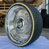 26” Chrome Wire Wheels – Staggered Direct Bolt (26x9 / 26x10) + 275/25R26 Whitewall & Gold Stripe Tires | Custom Made USA | Show Car Set