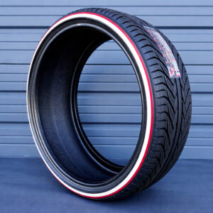 255/30R24 whitewall and red stripe tires