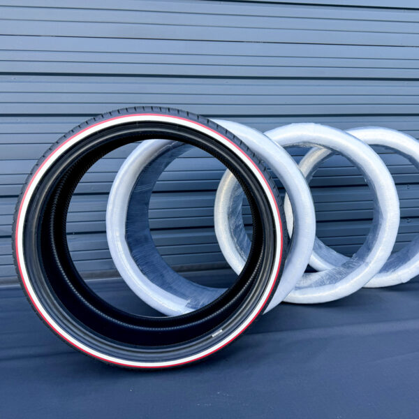 255/30R22 Red Stripe and Whitewall Tire - weatherproof stripe