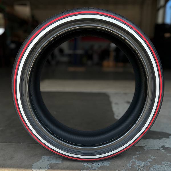 245-35-20-whitewall-red-stripe-tries 245/35R20 Red Stripe Whitewall Tire – Custom Handmade in USA | Single (Low Profile)
