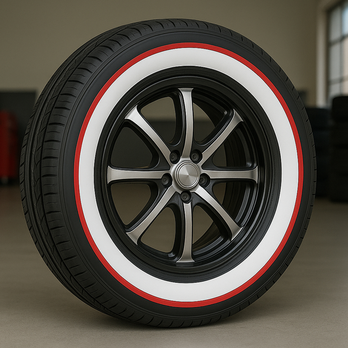 24540R19-whitewall-red-stripe-tries-side-2 245/40R19 Red Stripe Whitewall Tire – Custom Handmade in USA | Single
