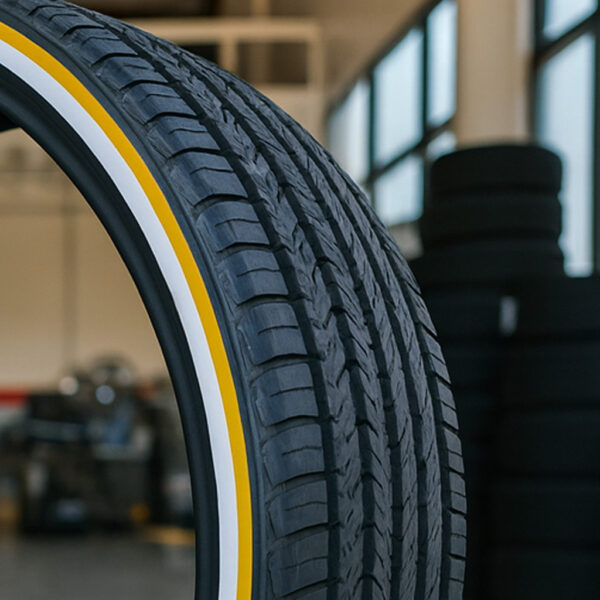 255-30-22-vogue-tires-whitewall-and-gold-stripe-tire-zoomed 255/30R24 whitewall and gold stripe tires - custom made - weatherproof stripe