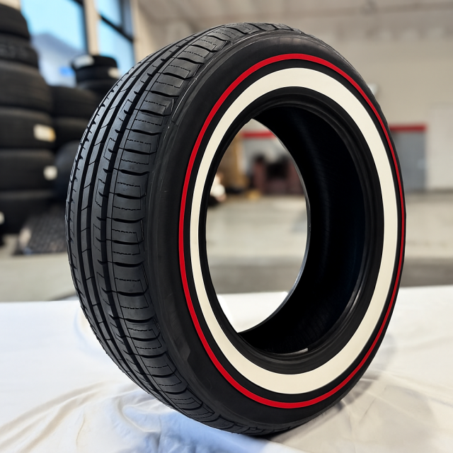 215/65R15 Whitewall & Red Stripe Tire – Handmade - Ninja Tire