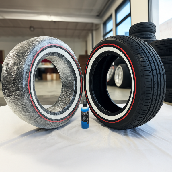 245/45R18 Whitewall + Red Stripe Tire – Custom Handmade in USA | Single