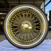 20x8” Standard 80-Spoke Cross Laced Gold Wire Wheels + 245/40R20 Vogue Tires – Triple Plated | Set of 4