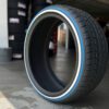245/35R20 Whitewall and Blue Stripe Tire – Custom Handmade in USA | Single (Low Profile)