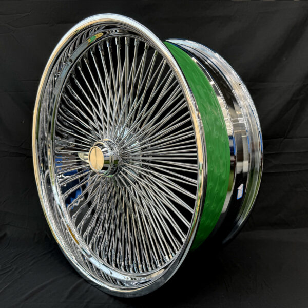 26” Chrome Dayton-Style Wire Wheels – Staggered Donk Set (26x9 / 26x10, 6” Lip Rear) | Knock-Off Hub | Custom Show Car Rims