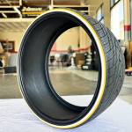 275/23R24 Whitewall & Yellow Stripe Tire – Ultra Low Profile | Handmade in USA