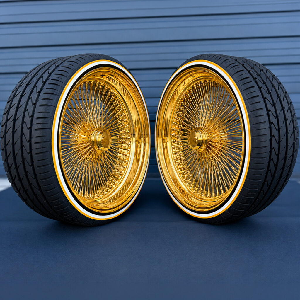 24” Wire Wheels | Chrome, Gold & Deep-Dish Spoke - Ninja Tire