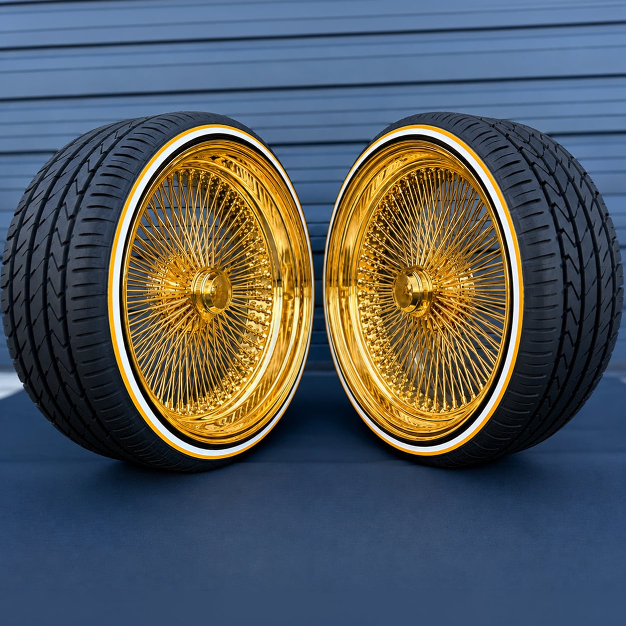 Smile-tomorrow 金メタル 24×10 All Gold Wire Wheels + Whitewall Gold Stripe Tires - Ninja Tire