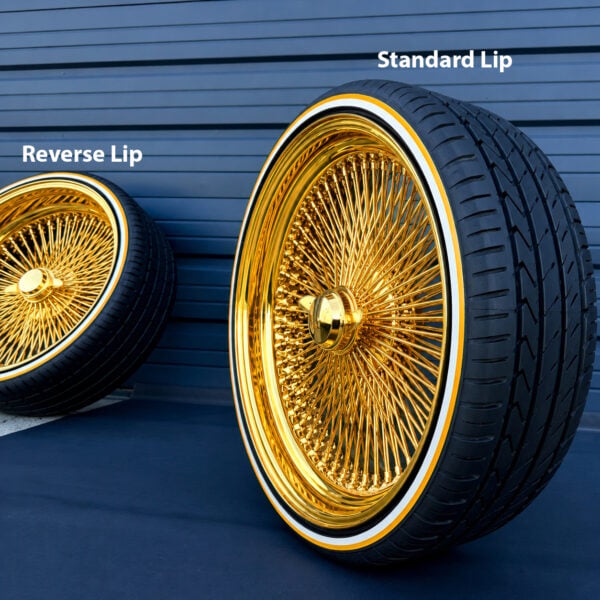 24x10" wire wheels staggered all gold with tires package