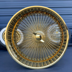 26-inch-wire-wheels-dayton-all-gold-triple-gold-knock-off-front 26" wire wheels dayton all gold triple plated gold USA GOLD