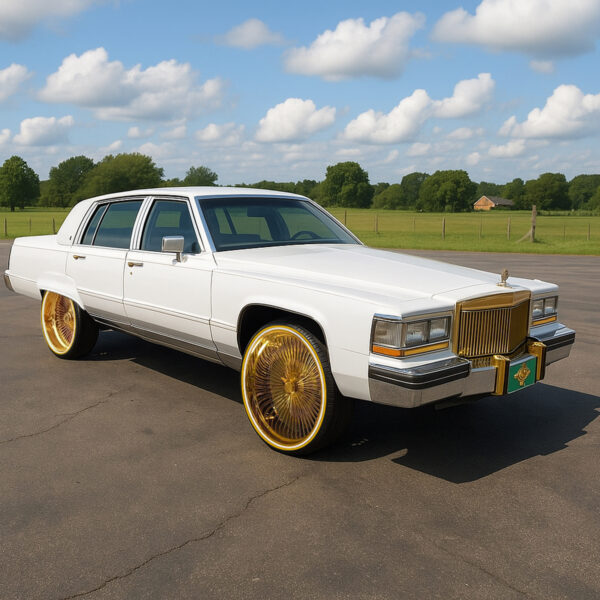 26x10-wire-wheels-all-gold-dayton-255:30-24-vogue-tires-lifestyle 24x10 Gold Wire Wheels Standard All Gold 204 Spoke - Set of 4