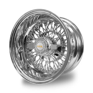 13-inch-diamond-cut-spokes-reverse-wire-wheels-side 14x7 Luxor Wire Wheel - Reverse Offset Chrome - Side Angle of diamond cut spokes