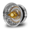 13-inch-wire-wheels-100-spoke-reverse-gold-nipple-gold-hub-wire-wheels-side-view 13x7 Wire Wheel – Gold Nipple, Hub & Knock-Off – 100 Spoke Reverse Front View