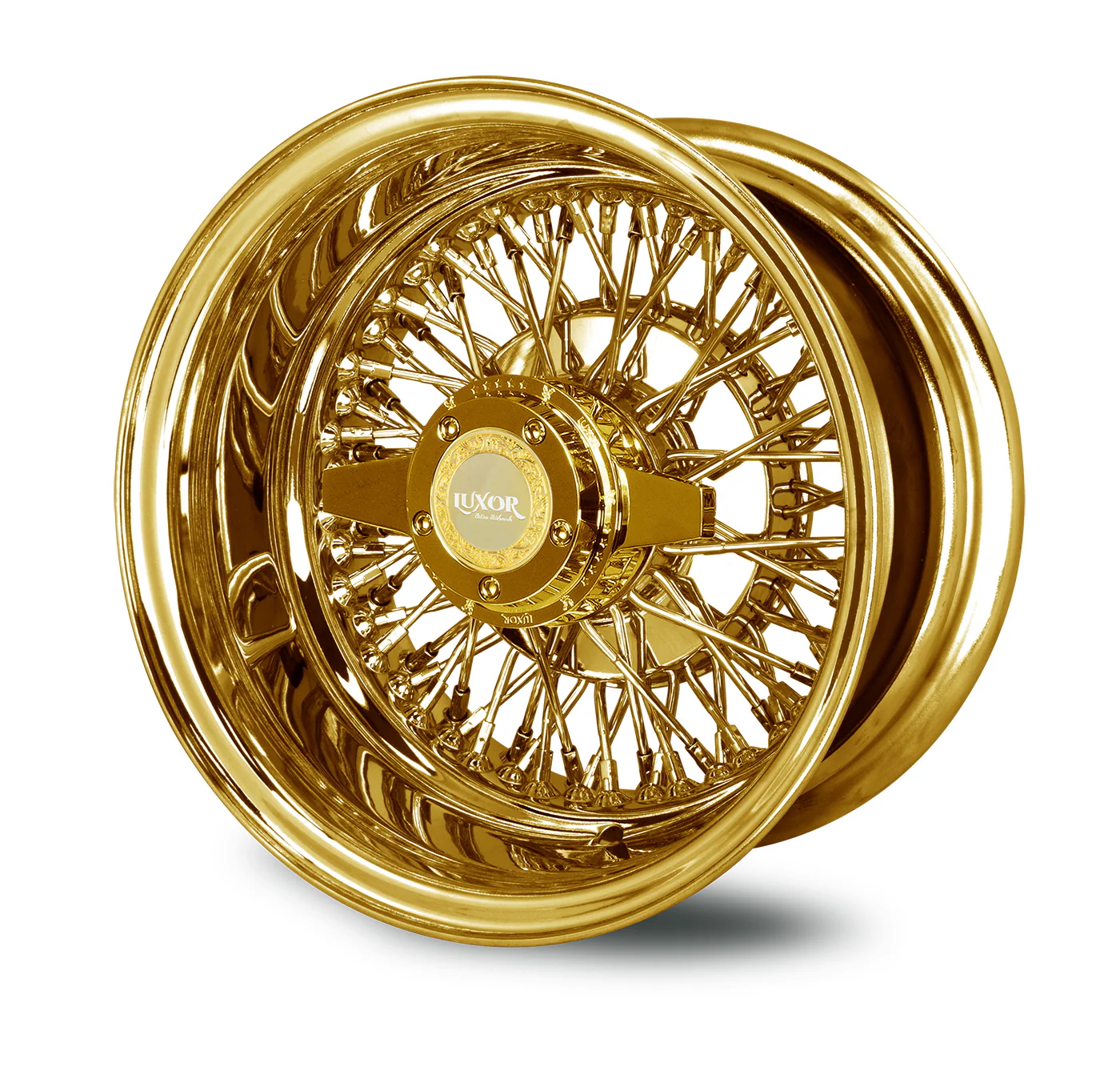 Luxor 13×5.5 All Gold Wire Wheels – 72 Spoke Reverse