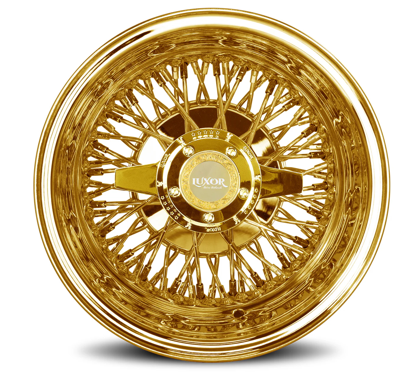 Luxor 13x5.5 All Gold Wire Wheels | 72-Spoke Reverse