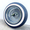 14x7” Reverse Chrome 100-Spoke Wire Wheels + 1.4” Whitewall Tires - side view