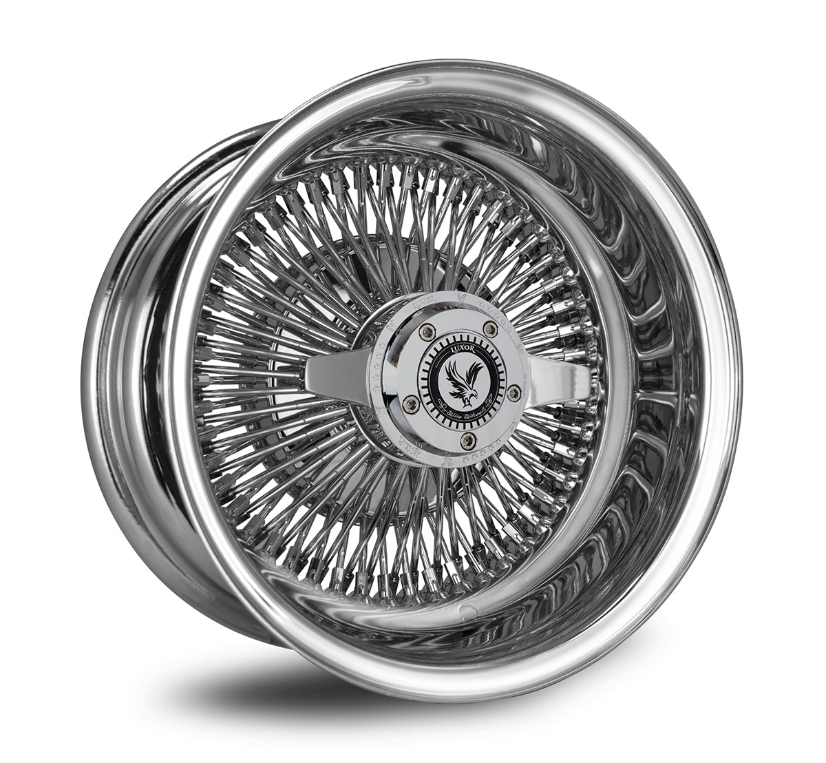 15×10 Luxor 100 Spoke Wire Wheels – Chrome Reverse Offset