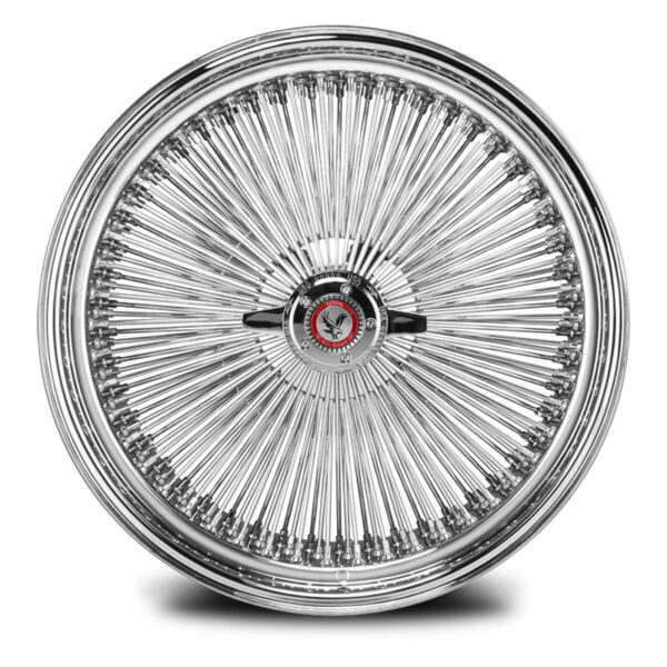20x8" wire wheels 150-Straight Chrome Emblem Red